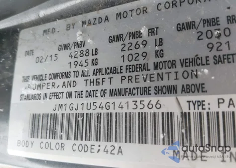 2016 Mazda Mazda6 I Sport from USA, damaged, VIN JM1GJ1U54G1413566